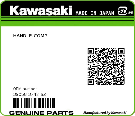 Product image: Kawasaki - 39058-3742-6Z - HANDLE-COMP  0