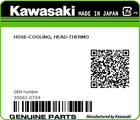 Product image: Kawasaki - 39062-0794 - HOSE-COOLING, HEAD-THERMO  0