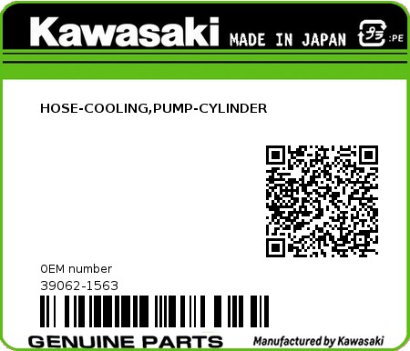 Product image: Kawasaki - 39062-1563 - HOSE-COOLING,PUMP-CYLINDER 