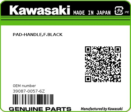 Product image: Kawasaki - 39087-0057-6Z - PAD-HANDLE,F.BLACK 