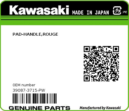 Product image: Kawasaki - 39087-3715-PW - PAD-HANDLE,ROUGE 