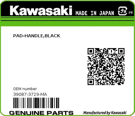 Product image: Kawasaki - 39087-3729-MA - PAD-HANDLE,BLACK  0