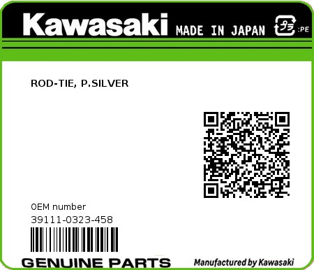 Product image: Kawasaki - 39111-0323-458 - ROD-TIE, P.SILVER 