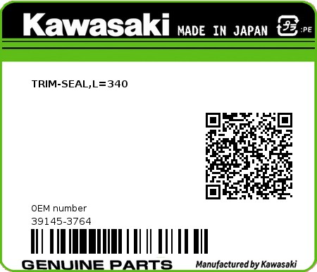 Product image: Kawasaki - 39145-3764 - TRIM-SEAL,L=340  0