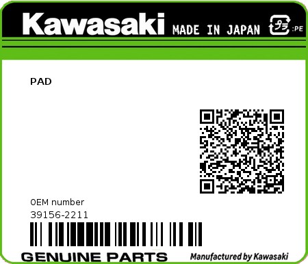 Product image: Kawasaki - 39156-2211 - PAD 