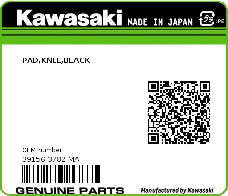 Product image: Kawasaki - 39156-3782-MA - PAD,KNEE,BLACK  0