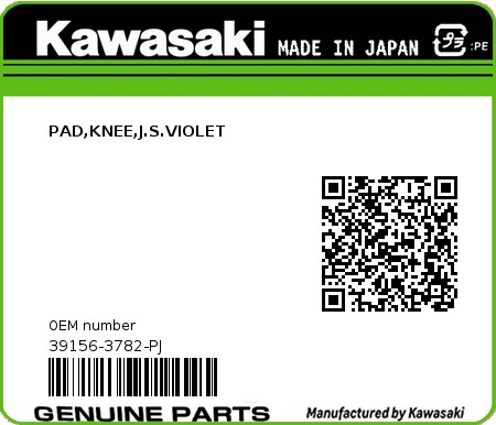 Product image: Kawasaki - 39156-3782-PJ - PAD,KNEE,J.S.VIOLET  0