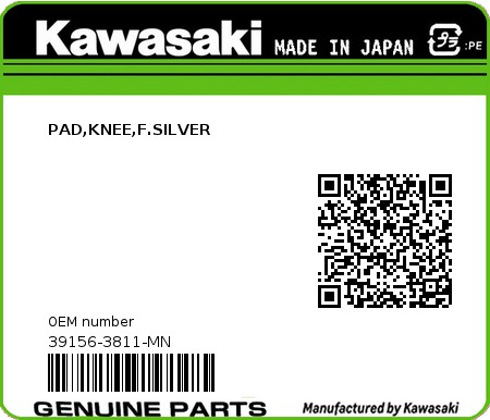 Product image: Kawasaki - 39156-3811-MN - PAD,KNEE,F.SILVER 