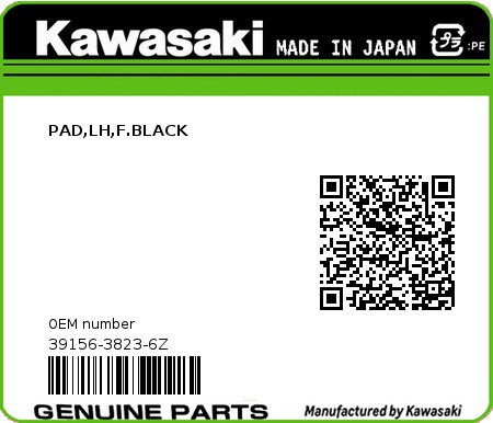 Product image: Kawasaki - 39156-3823-6Z - PAD,LH,F.BLACK 