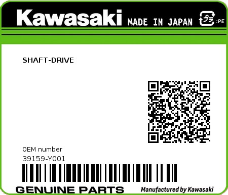 Product image: Kawasaki - 39159-Y001 - SHAFT-DRIVE  0