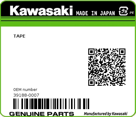 Product image: Kawasaki - 39188-0007 - TAPE 