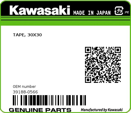 Product image: Kawasaki - 39188-0566 - TAPE, 30X30  0