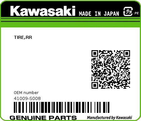 Product image: Kawasaki - 41009-S008 - TIRE,RR  0