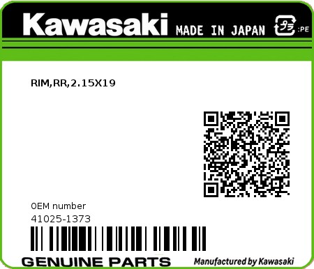 Product image: Kawasaki - 41025-1373 - RIM,RR,2.15X19  0