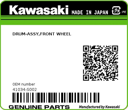 Product image: Kawasaki - 41034-S002 - DRUM-ASSY,FRONT WHEEL  0