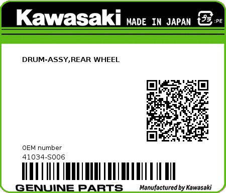 Product image: Kawasaki - 41034-S006 - DRUM-ASSY,REAR WHEEL  0