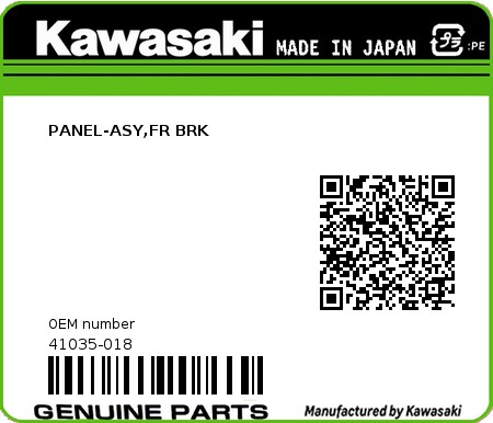 Product image: Kawasaki - 41035-018 - PANEL-ASY,FR BRK  0