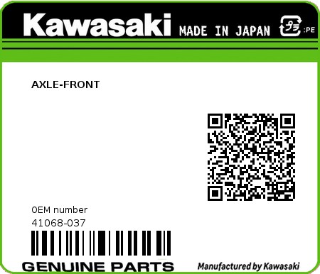 Product image: Kawasaki - 41068-037 - AXLE-FRONT  0