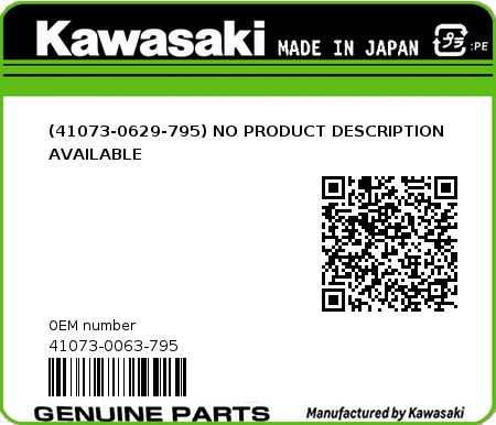 Product image: Kawasaki - 41073-0063-795 - (41073-0629-795) NO PRODUCT DESCRIPTION AVAILABLE 