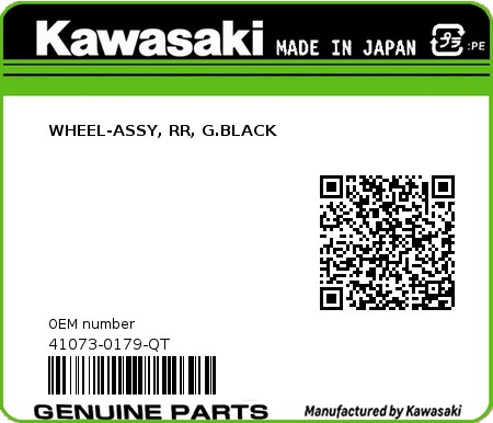 Product image: Kawasaki - 41073-0179-QT - WHEEL-ASSY, RR, G.BLACK 