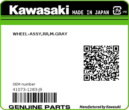 Product image: Kawasaki - 41073-1283-J9 - WHEEL-ASSY,RR,M.GRAY  0