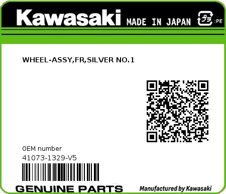 Product image: Kawasaki - 41073-1329-V5 - WHEEL-ASSY,FR,SILVER NO.1 