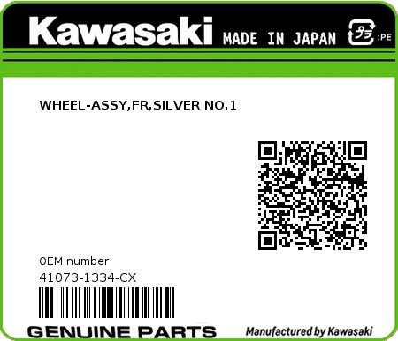 Product image: Kawasaki - 41073-1334-CX - WHEEL-ASSY,FR,SILVER NO.1 