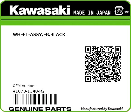 Product image: Kawasaki - 41073-1340-R2 - WHEEL-ASSY,FR,BLACK  0