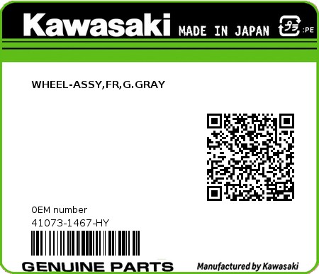 Product image: Kawasaki - 41073-1467-HY - WHEEL-ASSY,FR,G.GRAY  0