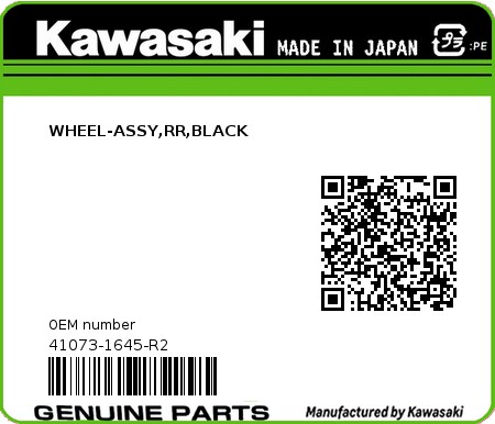 Product image: Kawasaki - 41073-1645-R2 - WHEEL-ASSY,RR,BLACK  0