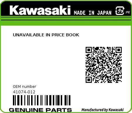 Product image: Kawasaki - 41074-012 - UNAVAILABLE IN PRICE BOOK  0