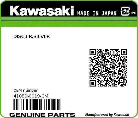 Product image: Kawasaki - 41080-0019-CM - DISC,FR,SILVER  0