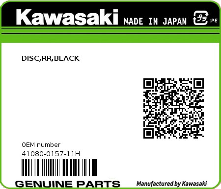 Product image: Kawasaki - 41080-0157-11H - DISC,RR,BLACK 