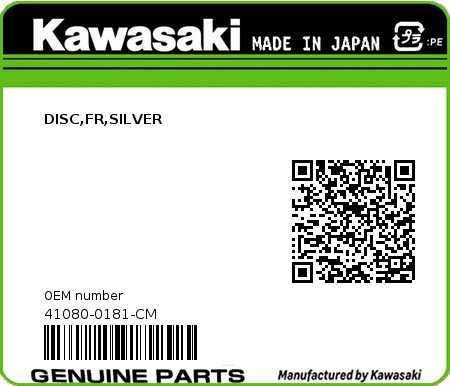 Product image: Kawasaki - 41080-0181-CM - DISC,FR,SILVER  0