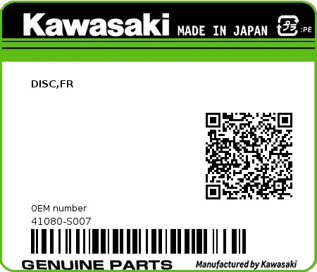 Product image: Kawasaki - 41080-S007 - DISC,FR 