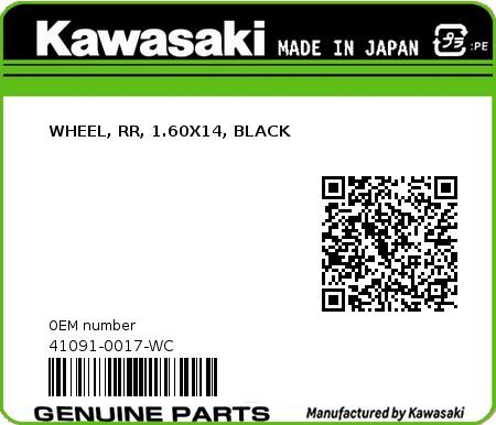 Product image: Kawasaki - 41091-0017-WC - WHEEL, RR, 1.60X14, BLACK  0
