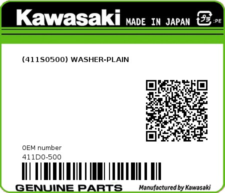 Product image: Kawasaki - 411D0-500 - (411S0500) WASHER-PLAIN  0