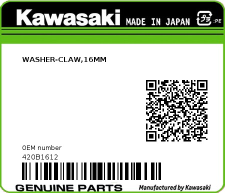 Product image: Kawasaki - 420B1612 - WASHER-CLAW,16MM 