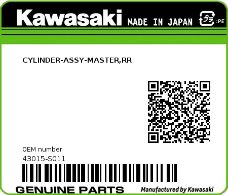 Product image: Kawasaki - 43015-S011 - CYLINDER-ASSY-MASTER,RR  0