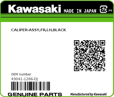 Product image: Kawasaki - 43041-1266-DJ - CALIPER-ASSY,FR,LH,BLACK 