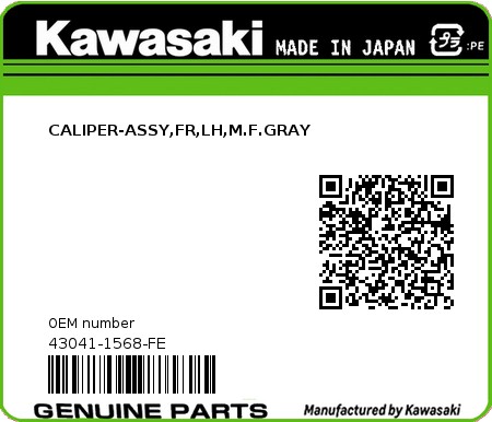 Product image: Kawasaki - 43041-1568-FE - CALIPER-ASSY,FR,LH,M.F.GRAY  0