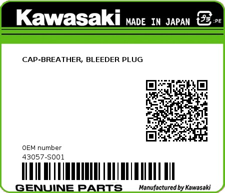 Product image: Kawasaki - 43057-S001 - CAP-BREATHER, BLEEDER PLUG 