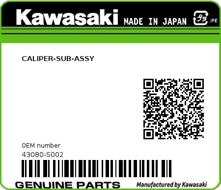 Product image: Kawasaki - 43080-S002 - CALIPER-SUB-ASSY  0