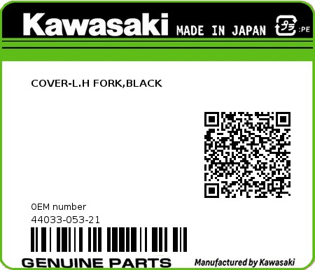 Product image: Kawasaki - 44033-053-21 - COVER-L.H FORK,BLACK 