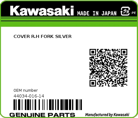 Product image: Kawasaki - 44034-016-14 - COVER R.H FORK SILVER  0