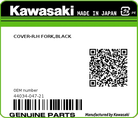 Product image: Kawasaki - 44034-047-21 - COVER-R.H FORK,BLACK 