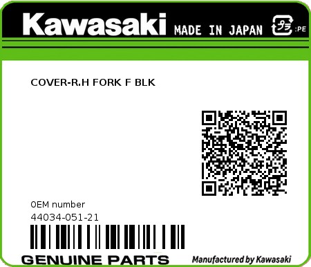 Product image: Kawasaki - 44034-051-21 - COVER-R.H FORK F BLK  0