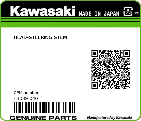 Product image: Kawasaki - 44039-040 - HEAD-STEERING STEM  0