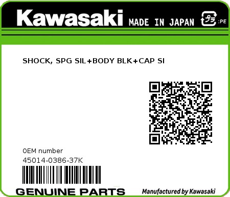 Product image: Kawasaki - 45014-0386-37K - SHOCK, SPG SIL+BODY BLK+CAP SI  0