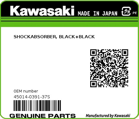 Product image: Kawasaki - 45014-0391-37S - SHOCKABSORBER, BLACK+BLACK  0